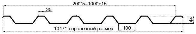 Фото: Профнастил оцинкованный С44 х 1000 (ОЦ-01-БЦ-0.7) в Одинцово