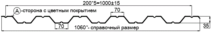 Фото: Профнастил НС35 х 1000 - A (PURMAN-20-Tourmalin-0.5) в Одинцово